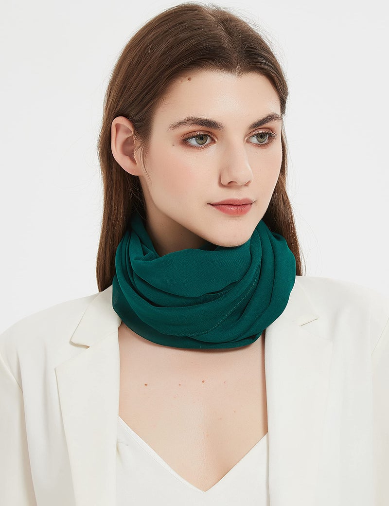 PANTONIGHT Long Chiffon Sheer Scarf For womens (712 green) - Image 3